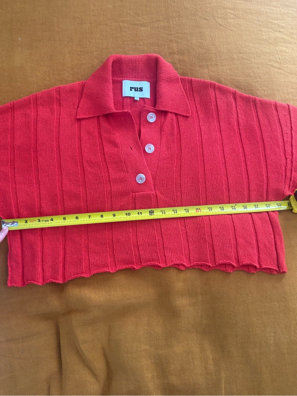 Red Cropped Rib Knit Sweater - Picture 10 of 10